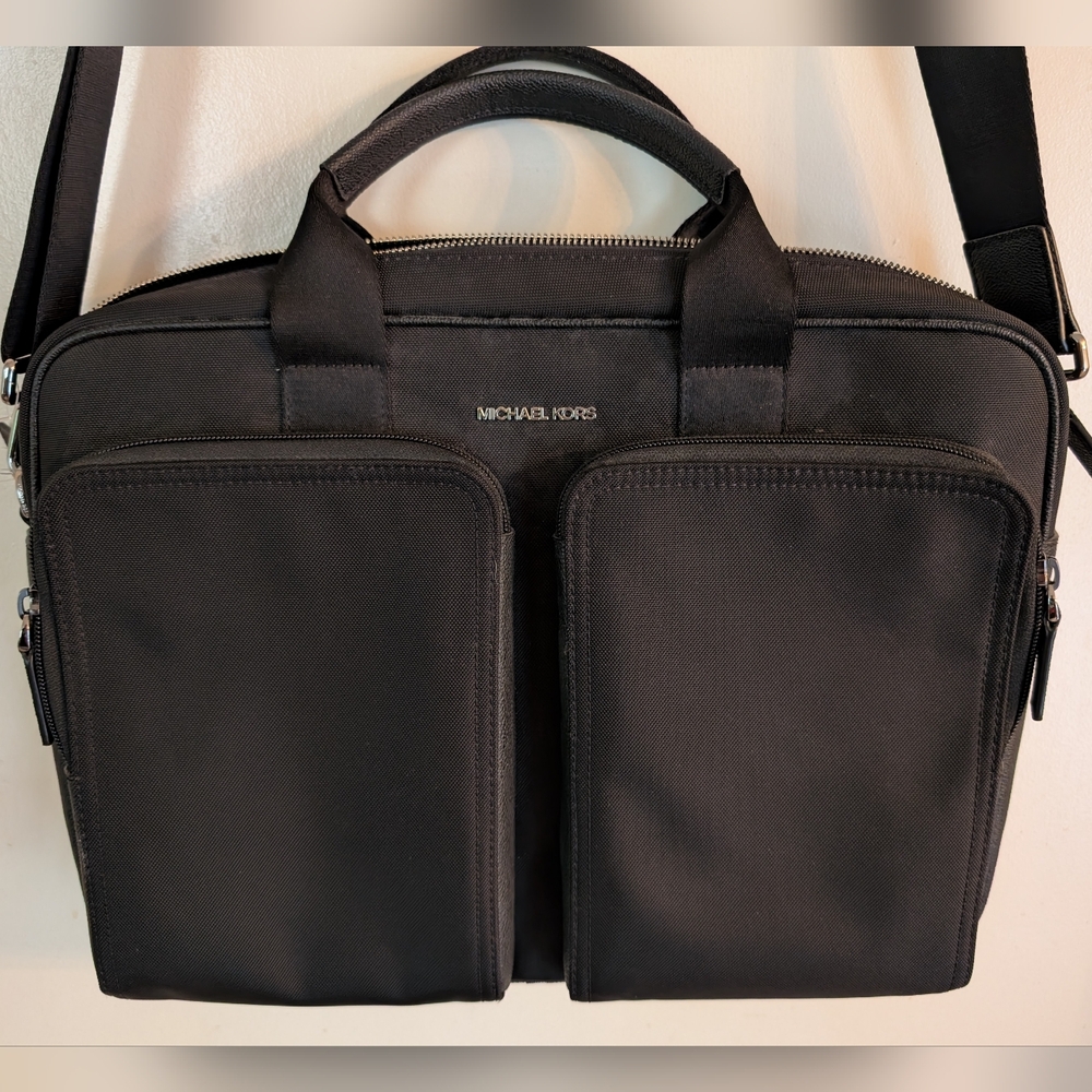 MICHAEL KORS Kent Nylon Leather Trim Briefcase Computer Bag - Picture 2 of 13